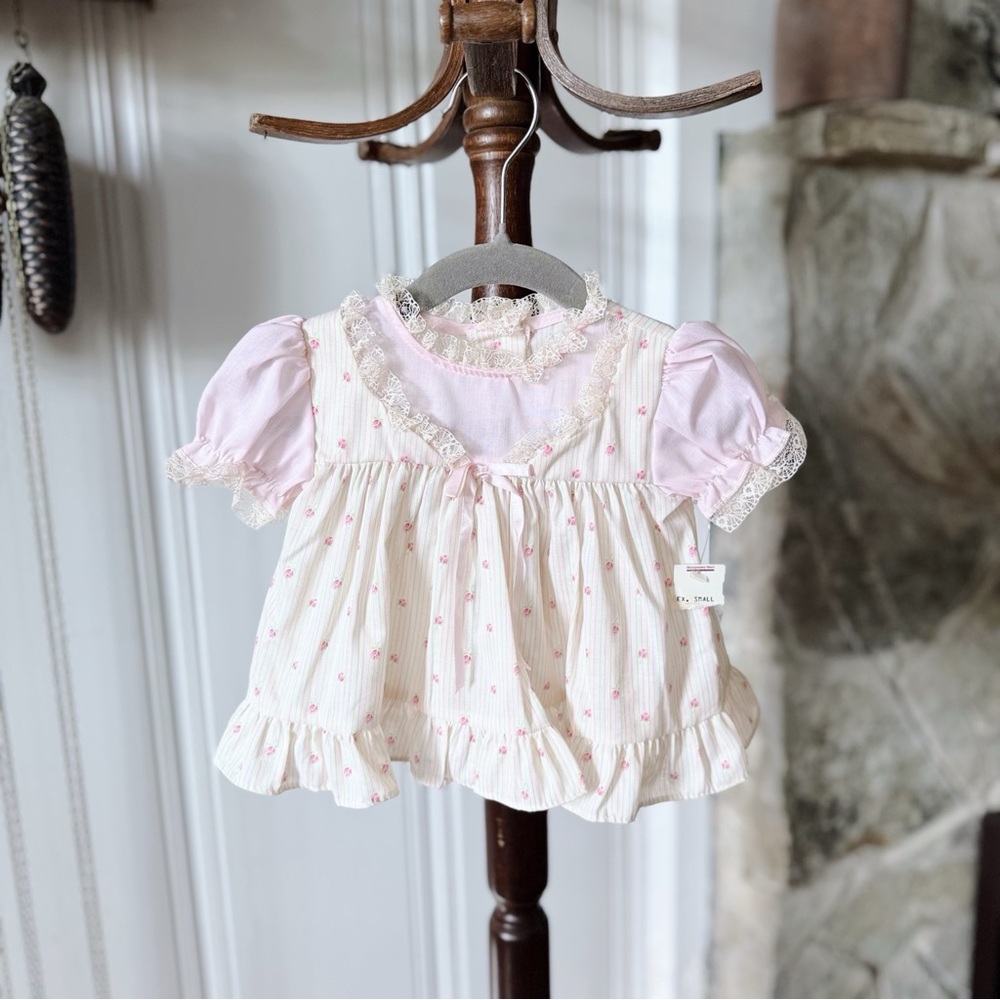 Vintage Floral Cottagecore Baby Top 6/9 m